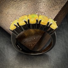 925 Silver Ethiopian Welo Opal Five-Stone Ring, 3.00g