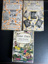 3 x Arthur Ransome HB books with DWs - Winter Holiday / Peter Duck / Pigeon Post