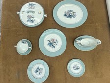 Royal Worcester Fine Bone China "Woodlands" Dinner Service (blue & gilded edge)