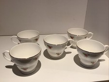5 x vintage Mayfair Fine Bone China Tea cups pink roses Floral Design