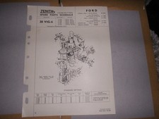 ZENITH 30 VIG6 CARB FORD CONSUL MK1, ZEPHYR, ZODIAC MK1 SPARE PARTS SHEET 