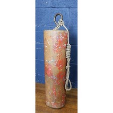 A Vintage Authentic Weathered Pine Lobster Buoy Float Original Paint Doorstop