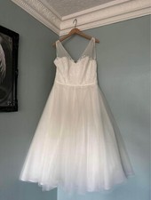 Special Day Bridal Wear Tea Length Retro Vintage Style Tulle Wedding Dress 18