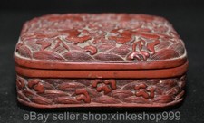 3.8" Rare Old Chinese Red Lacquer ware Dynasty Animal horse Storage Box