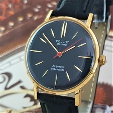 Vintage Watch Poljot De Luxe ULTRA SLIM 2209 Black Dial Mechanical Watch USSR
