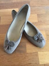 LADIES RIVA TAUPE LEATHER BALLERINA FLAT SLIP ON SHOES SIZE 8 EU 42 VGC