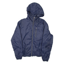 ZARA Mens Puffer Jacket Blue Nylon Hooded L