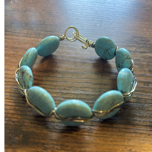 Handmade turquoise oval stone - oval,