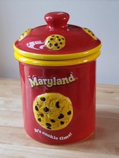 Maryland Cookie Jar - Retro Biscuit Barrel, Red Ceramic With Maryland Logo