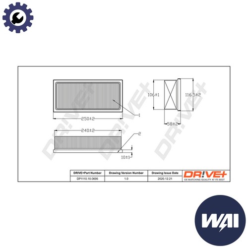Air filter dp1110 0695 - air, for