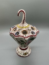 Fima Deruta Ceramic Umbrella Shaped Holder Small Flower Vase Italy Handmade