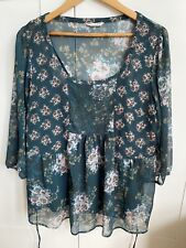 Marks&Spencer Indigo Collection Green Teal mix Blouse 2part Set Size 14