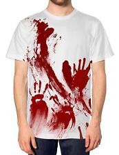 Zombie Blood Hand Print T Shirt Men Halloween Costume Outfit Women Kid Splatter
