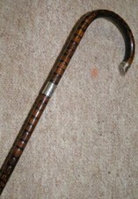 Edwardian Ladies Walking Stick/Cane - H/M Silver Horseshoe End & Collar 1912