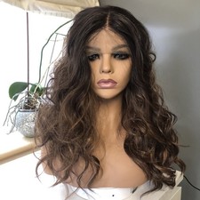 Front Lace Full Wig 22 Inch Long Synthetic Cosplay Subtle Brown Bronde 1e