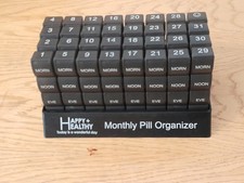 Monthly Pill Organiser Box 30 Day, Four a Day Dosage,Black