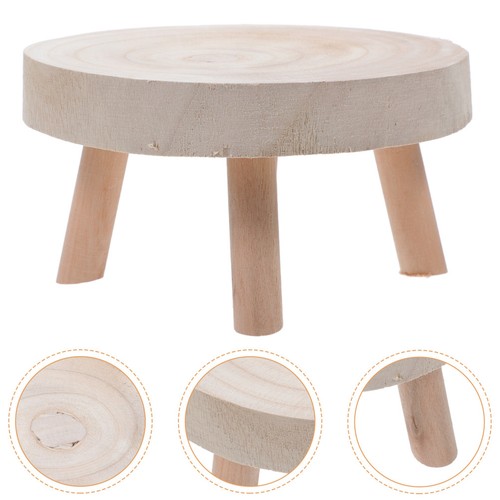 Small wooden stool - wooden, plant
