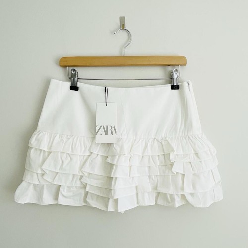Zara white ruffled skort size - white,