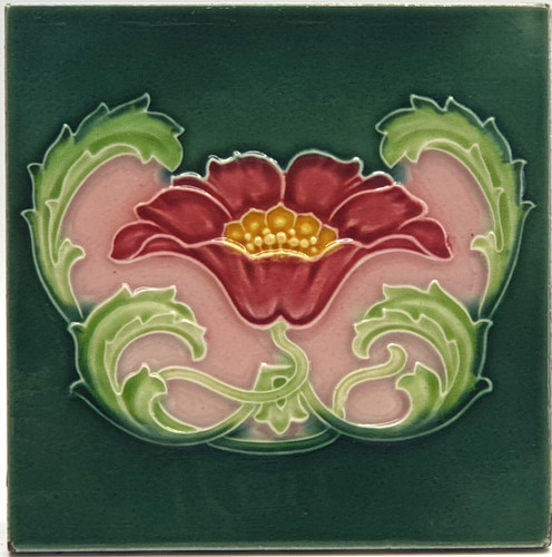 Antique fireplace tile floral - fireplace,