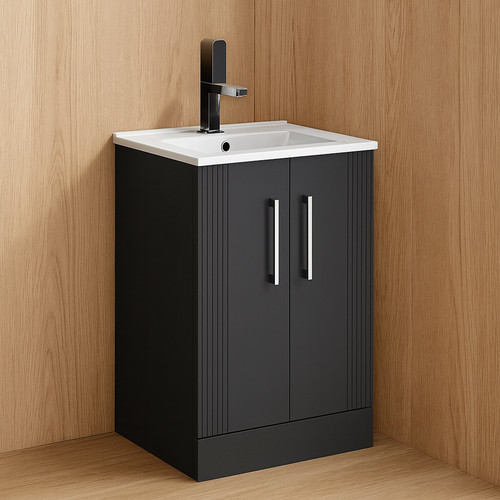 500mm soft black fluted vanity - 500mm,