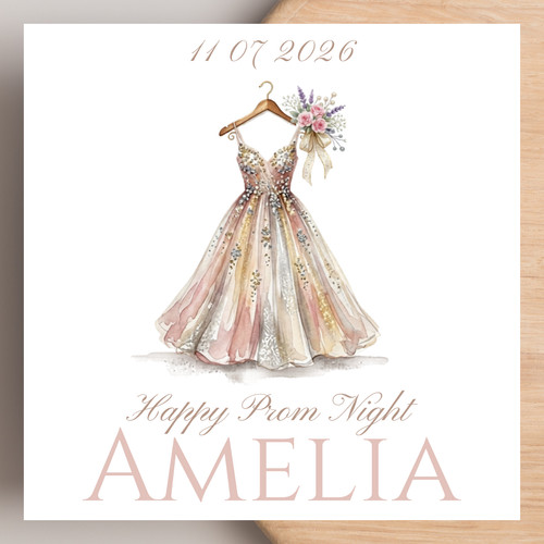 Personalised prom night card - personalised, |