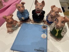Natwest Wade Pottery Piggy Banks Complete Set Including Stoppers & Books Unused