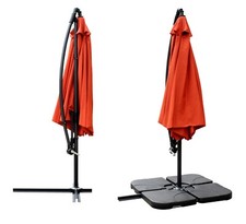 Ross James Premium Garden Parasol Umbrella with Crank Handle and Base Weight