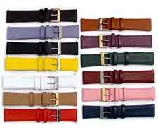 Smooth Stitched Leather Watch Strap C088 Lots of Colours & Sizes 15mm - 22mm