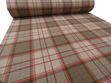 BEIGE & RED Tartan Check Wool