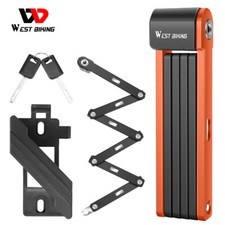 WEST BIKING Bicycle Folding Lock Portable Steel Bike Lock 80cm 2 Keys Orange