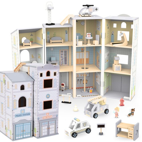 Wooden fire station police - fire,
