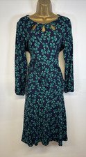 David Nieper Top Skirt Blue Green Floral Two Piece Set Long Sleeve UK 10/12