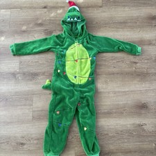 George Christmas Hat Dinosaur Costume dressing up  All In One Piece Tail Age 6-7