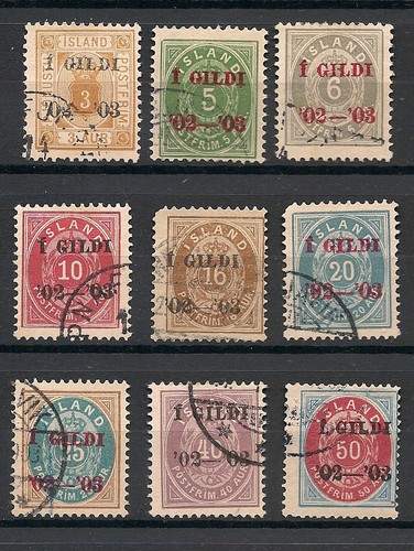 Iceland stamps 1902 - 1902, optd