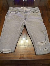 Top Man Spray On Grey Jeans Size Waist 36 Length 32 Excellent Condition Stretch