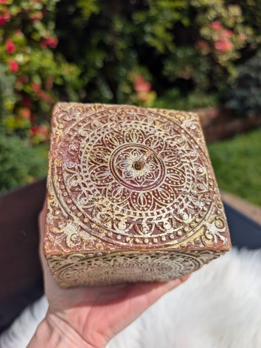 Ornate mandala pillar candle - mandala,