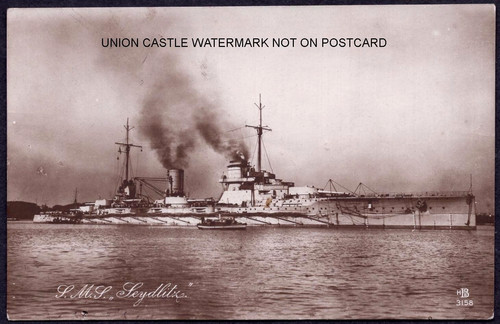 Postcard german battleship - rp,