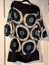 Debenhams Size 10 Black/White  Boho  Style Long Sleved Shift Dress