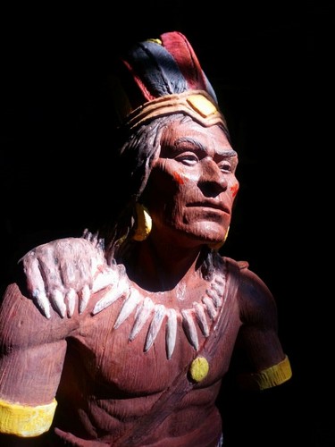 Old chief wooden head - old, bust