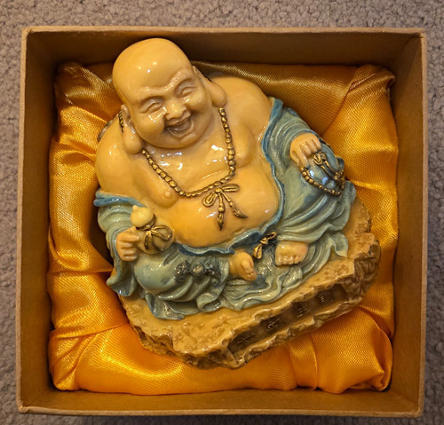 Laughing buddha figurine - laughing,