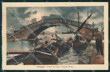 Venice Chioggia Ponte Vigo Moonlight Boats Postcard QT4019