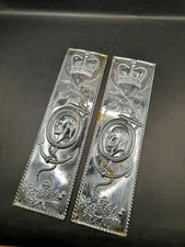 Pair Of Antique 1911 King George V Door Finger Push Plates 