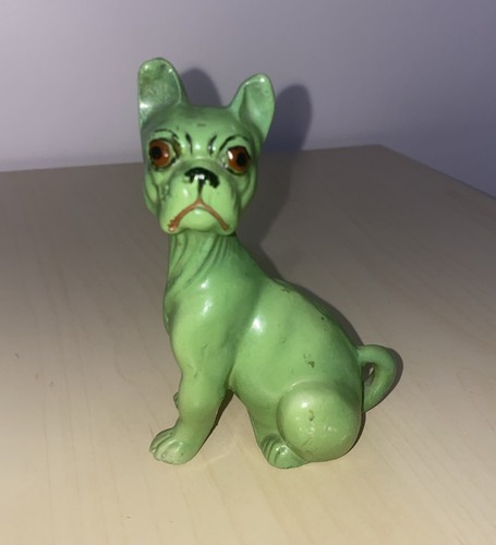Small green boxer dog figurine - boxer,