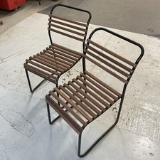 Cox Retro Vintage School Chairs with Hardwood Slats x2. Pair.