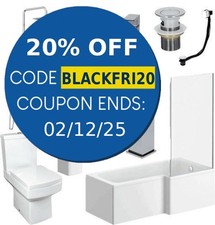 Complete Bathroom Suite 1600 L Shape LH/RH Bath Screen Basin Toilet Shower Taps