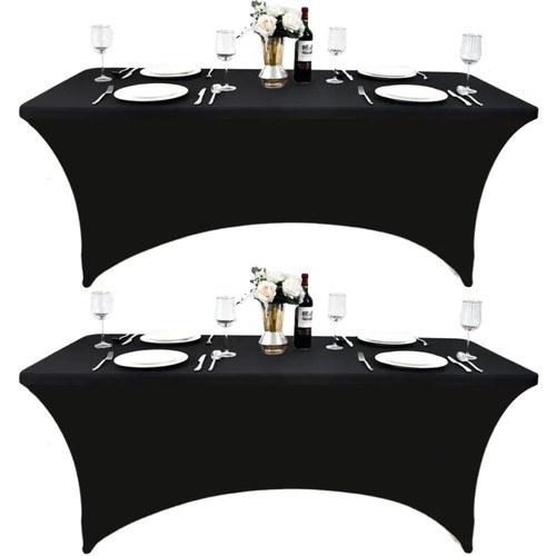 Pack 6ft black spandex table - 2-pack,