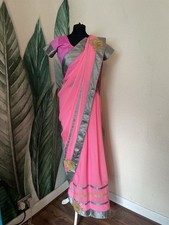 Pink and Grey Indian Sari