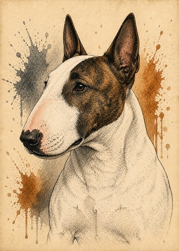 Bull terrier art print - bull,