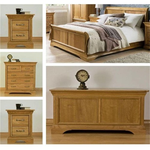 Solid oak double bed 5pc - solid,