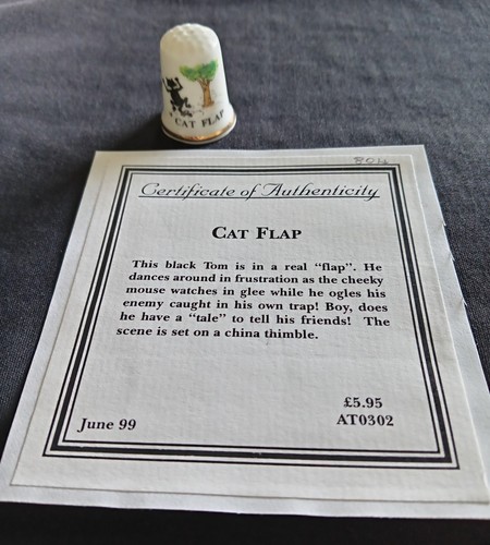 Cat flap thimble certificate - cat, &